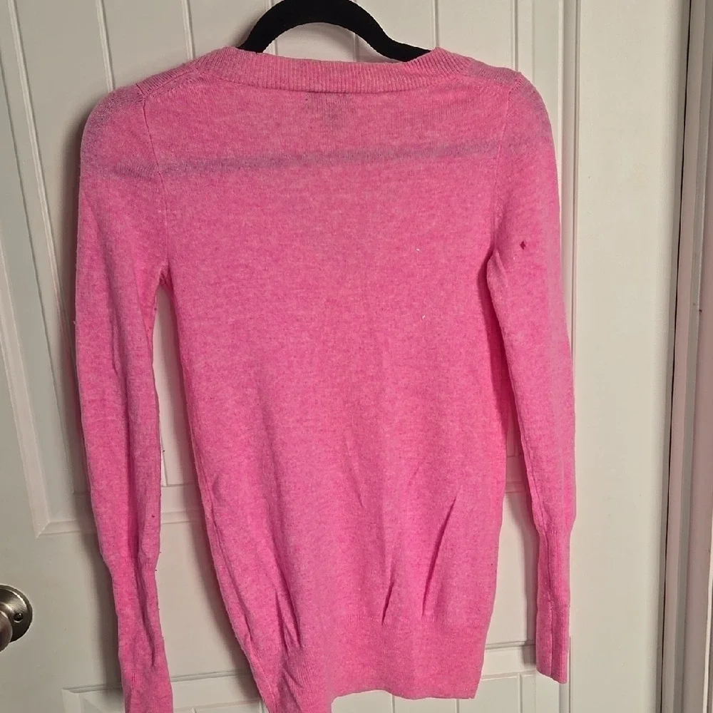 J. Crew Pink V-Neck Sweater Italian Cashmere Fitted Knit‎ Preppy Classic Luxury